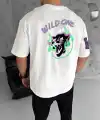 Erkek Kısa Kol Tişört Bisiklet Yaka W Wildone Baskılı T-Shirt - Beyaz