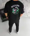 Erkek Kısa Kol Tişört Bisiklet Yaka W Wildone Baskılı T-Shirt - Siyah