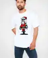 Erkek Kısa Kol Tişört Bisiklet Yaka Yeni Yıl Baskılı T-Shirt - Beyaz