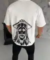Erkek Kısa Kol Tişört Bisiklet Yaka Yıldırım Baskılı Oversize T-Shirt - Beyaz