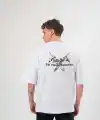 Erkek Kısa Kol Tişört Bisiklet Yaka YONCA Baskılı Oversize T-Shirt -  Beyaz