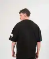 Erkek Kısa Kol Tişört Göğüs ve Kol Bisiklet Yaka Baskılı T-Shirt - Siyah