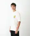 Erkek Kısa Kol Yazlık Tişört Bisiklet Yaka Baskılı Oversize T-Shirt - Beyaz