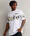 Erkek Kısa Kol Yazlık Tişört Bisiklet Yaka Baskılı Oversize T-Shirt - Beyaz