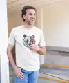 Erkek Kısa Kol Yazlık Tişört Bisiklet Yaka Baskılı Oversize T-Shirt - Beyaz