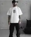 Erkek Kısa Kol Yazlık Tişört Bisiklet Yaka Baskılı Oversize T-Shirt - Beyaz