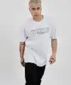 Erkek Kısa Kol Yazlık Tişört Bisiklet Yaka Baskılı Oversize T-Shirt -  Beyaz