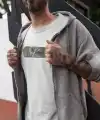 Erkek Kısa Kol Yazlık Tişört Bisiklet Yaka Baskılı Oversize T-Shirt - Beyaz