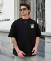 Erkek Kısa Kol Yazlık Tişört Bisiklet Yaka Baskılı Oversize T-Shirt - Beyaz