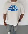 Erkek Kısa Kol Yazlık Tişört Bisiklet Yaka Baskılı Oversize T-Shirt - Beyaz