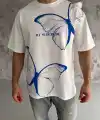 Erkek Kısa Kol Yazlık Tişört Bisiklet Yaka Baskılı Oversize T-Shirt - Beyaz