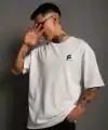 Erkek Kısa Kol Yazlık Tişört Bisiklet Yaka Baskılı Oversize T-Shirt - Beyaz