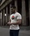 Erkek Kısa Kol Yazlık Tişört Bisiklet Yaka Baskılı Oversize T-Shirt - Beyaz