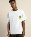 Erkek Kısa Kol Yazlık Tişört Bisiklet Yaka Baskılı Oversize T-Shirt - Beyaz
