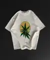 Erkek Kısa Kol Yazlık Tişört Bisiklet Yaka Baskılı Oversize T-Shirt - Beyaz
