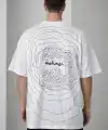 Erkek Kısa Kol Yazlık Tişört Bisiklet Yaka Baskılı Oversize T-Shirt - Beyaz