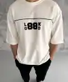 Erkek Kısa Kol Yazlık Tişört Bisiklet Yaka Baskılı Oversize T-Shirt - Beyaz