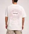 Erkek Kısa Kol Yazlık Tişört Bisiklet Yaka Baskılı Oversize T-Shirt - Beyaz