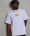 Erkek Kısa Kol Yazlık Tişört Bisiklet Yaka Baskılı Oversize T-Shirt - Beyaz