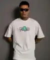 Erkek Kısa Kol Yazlık Tişört Bisiklet Yaka Baskılı Oversize T-Shirt - Beyaz