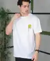 Erkek Kısa Kol Yazlık Tişört Bisiklet Yaka Baskılı Oversize T-Shirt - Beyaz