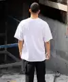 Erkek Kısa Kol Yazlık Tişört Bisiklet Yaka Baskılı Oversize T-Shirt - Beyaz