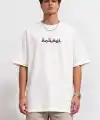 Erkek Kısa Kol Yazlık Tişört Bisiklet Yaka Baskılı Oversize T-Shirt - Beyaz