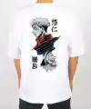Erkek Kısa Kol Yazlık Tişört Bisiklet Yaka Baskılı Oversize T-Shirt - Beyaz