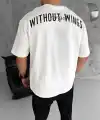 Erkek Kısa Kol Yazlık Tişört Bisiklet Yaka Baskılı Oversize T-Shirt - Beyaz