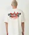 Erkek Kısa Kol Yazlık Tişört Bisiklet Yaka Baskılı Oversize T-Shirt - Beyaz