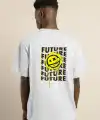 Erkek Kısa Kol Yazlık Tişört Bisiklet Yaka Baskılı Oversize T-Shirt - Beyaz