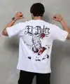 Erkek Kısa Kol Yazlık Tişört Bisiklet Yaka Baskılı Oversize T-Shirt - Beyaz