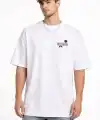 Erkek Kısa Kol Yazlık Tişört Bisiklet Yaka Baskılı Oversize T-Shirt - Beyaz