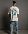Erkek Kısa Kol Yazlık Tişört Bisiklet Yaka Baskılı Oversize T-Shirt - Beyaz