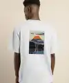 Erkek Kısa Kol Yazlık Tişört Bisiklet Yaka Baskılı Oversize T-Shirt - Beyaz