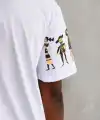 Erkek Kısa Kol Yazlık Tişört Bisiklet Yaka Baskılı Oversize T-Shirt - Beyaz