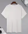 Erkek Kısa Kol Yazlık Tişört Bisiklet Yaka Baskılı Oversize T-Shirt - Beyaz