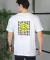 Erkek Kısa Kol Yazlık Tişört Bisiklet Yaka Baskılı Oversize T-Shirt - Beyaz