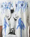 Erkek Kısa Kol Yazlık Tişört Bisiklet Yaka Baskılı Oversize T-Shirt -  Beyaz