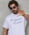 Erkek Kısa Kol Yazlık Tişört Bisiklet Yaka Baskılı Oversize T-Shirt - Beyaz
