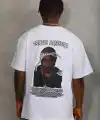 Erkek Kısa Kol Yazlık Tişört Bisiklet Yaka Baskılı Oversize T-Shirt - Beyaz