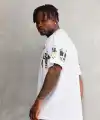 Erkek Kısa Kol Yazlık Tişört Bisiklet Yaka Baskılı Oversize T-Shirt - Beyaz