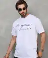 Erkek Kısa Kol Yazlık Tişört Bisiklet Yaka Baskılı Oversize T-Shirt - Beyaz