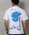 Erkek Kısa Kol Yazlık Tişört Bisiklet Yaka Baskılı Oversize T-Shirt - Beyaz