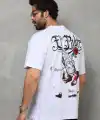 Erkek Kısa Kol Yazlık Tişört Bisiklet Yaka Baskılı Oversize T-Shirt - Beyaz