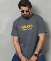 Erkek Kısa Kol Yazlık Tişört Bisiklet Yaka Baskılı Oversize T-Shirt - Füme