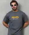 Erkek Kısa Kol Yazlık Tişört Bisiklet Yaka Baskılı Oversize T-Shirt - Füme
