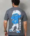 Erkek Kısa Kol Yazlık Tişört Bisiklet Yaka Baskılı Oversize T-Shirt - Füme
