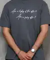 Erkek Kısa Kol Yazlık Tişört Bisiklet Yaka Baskılı Oversize T-Shirt - Füme