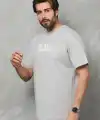 Erkek Kısa Kol Yazlık Tişört Bisiklet Yaka Baskılı Oversize T-Shirt - Gri